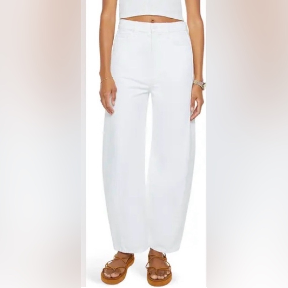 MOTHER NEW The Full Pipe Flood High-Rise Barrel Jeans 31 summer white denim